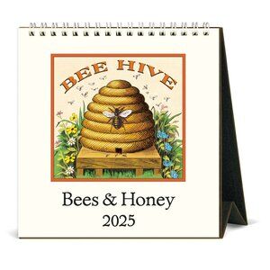 Cavallini & Co. Bees & Honey 2025 Easel Desk Calendar, 6.5"x6.5"